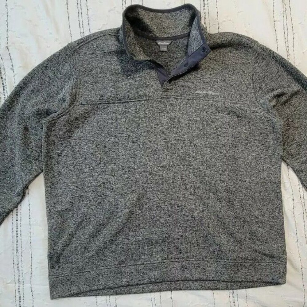 Eddie Bauer Sweater Mens XXL Charcoal Gray Radiator Fleece Pullover 1/4 …